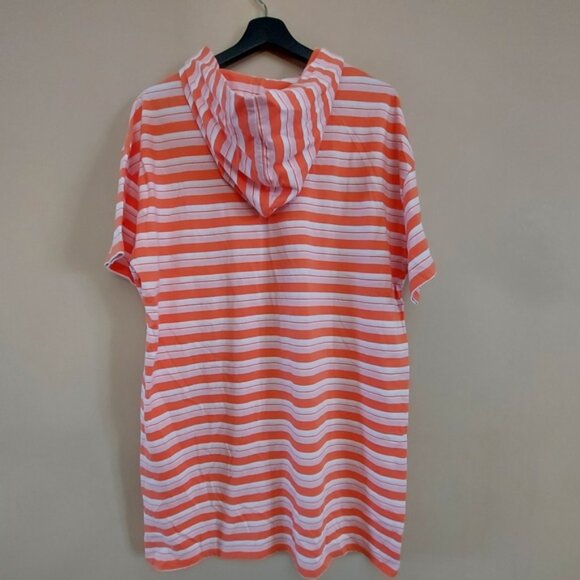 Abound striped hooded t shirt dress orange and white Size XS - Picture 8 of 9